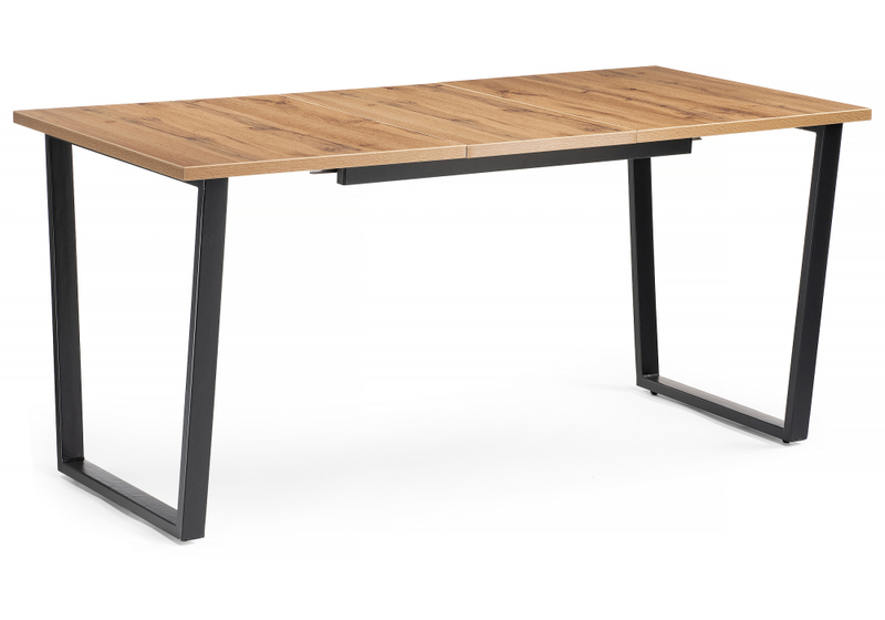 Стол деревянный, Лота Лофт 120(160)х75 черный матовый / дуб крафт золотой