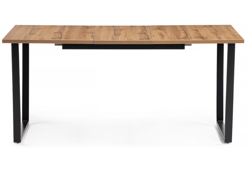 Стол деревянный, Лота Лофт 120(160)х75 черный матовый / дуб крафт золотой