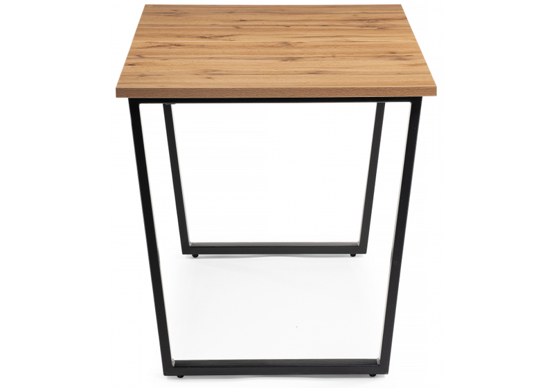 Стол деревянный, Лота Лофт 120(160)х75 черный матовый / дуб крафт золотой