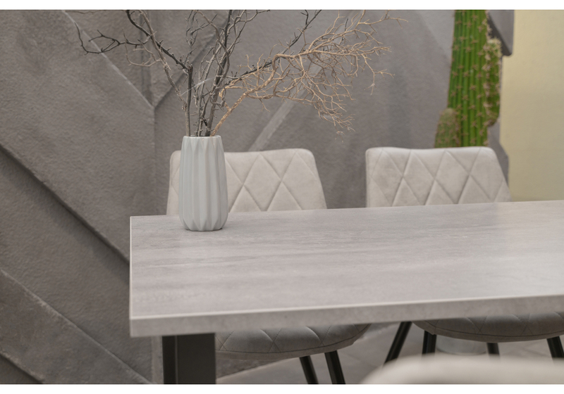 Стол деревянный, Лота Лофт 120х75 бетон светлый / черный матовый