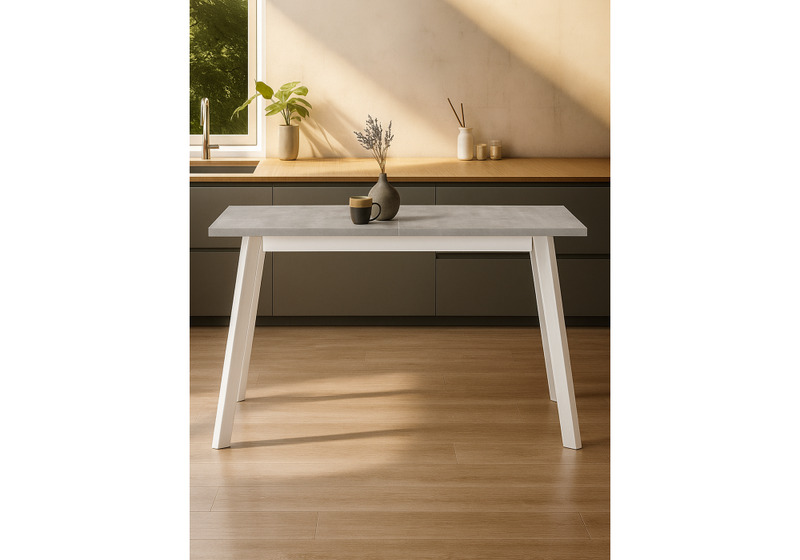 Стол деревянный, Колон Лофт 120(160)х75 бетон светлый / белый матовый