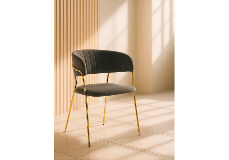 Стул на металлокаркасе, Kamelia темно-серый / золотой