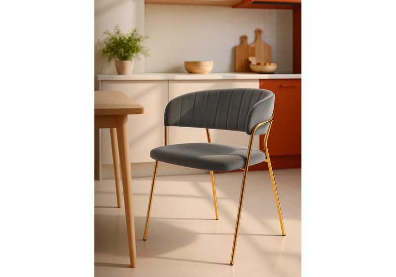 Стул на металлокаркасе, Kamelia темно-серый / золотой