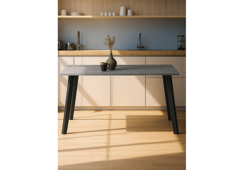 Стол деревянный, Тринити Лофт 120 25 мм бетон / черный матовый