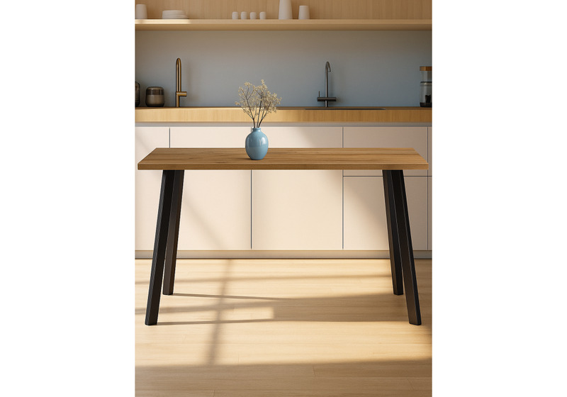 Стол деревянный, Тринити Лофт 120 25 мм дуб крафт золотой / черный матовый