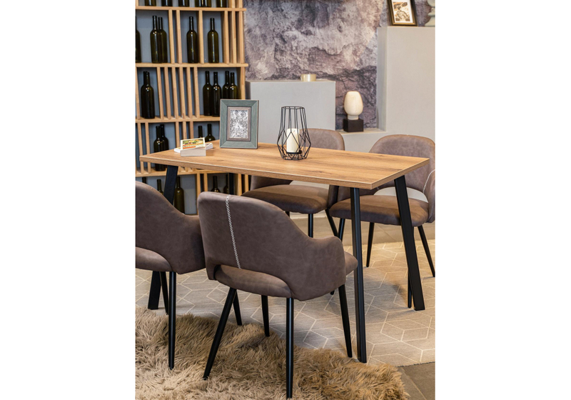 Стол деревянный, Тринити Лофт 120 25 мм дуб крафт золотой / черный матовый