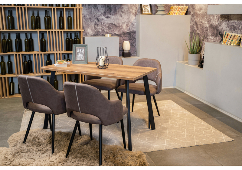 Стол деревянный, Тринити Лофт 120 25 мм дуб крафт золотой / черный матовый