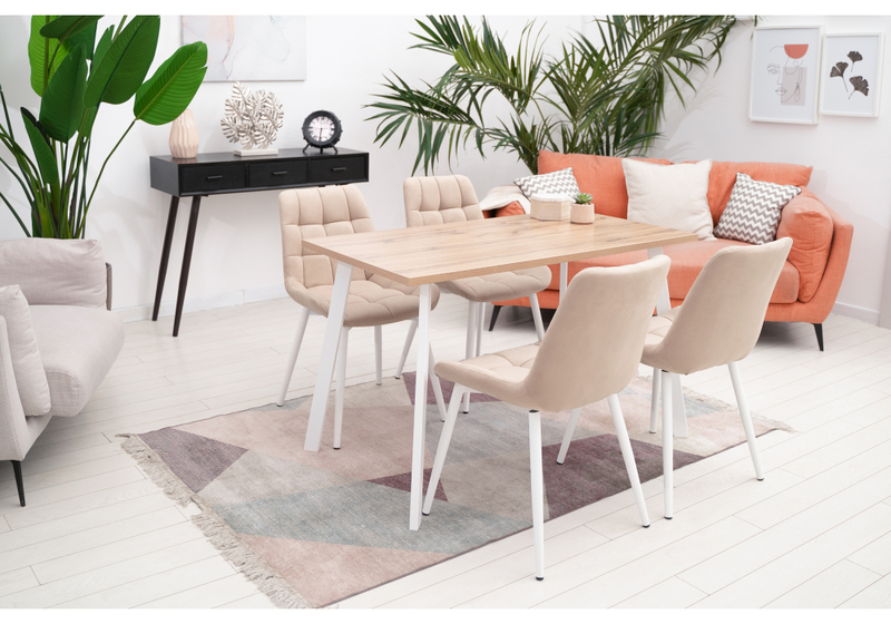 Стол деревянный, Тринити Лофт 120 25 мм дуб делано светлый / белый матовый