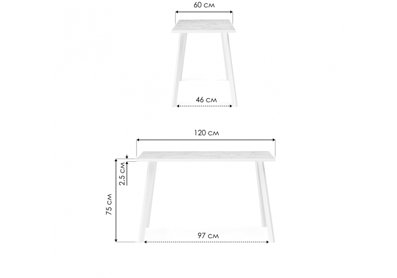 Стол деревянный, Тринити Лофт 120 25 мм дуб делано светлый / белый матовый