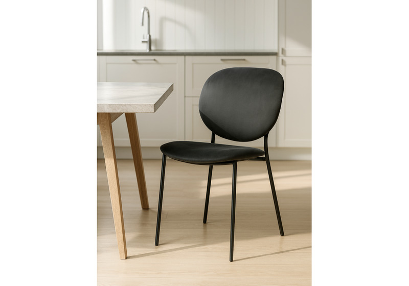 Стул на металлокаркасе, Саранда графитовый / черный глянец