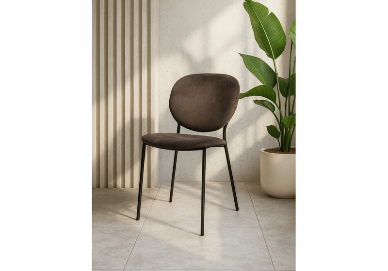 Стул на металлокаркасе, Саранда кофе / черный глянец