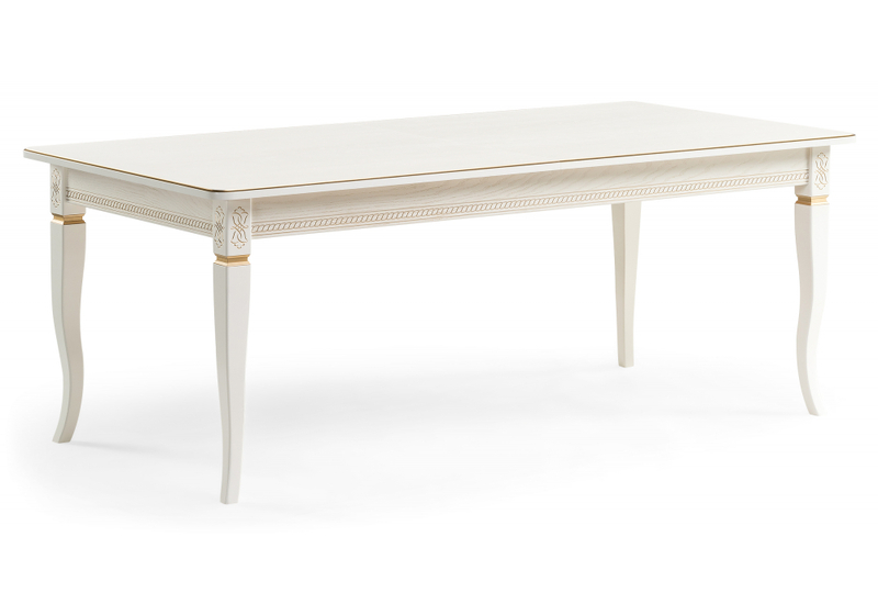 Стол деревянный, Балмет молочный / золото