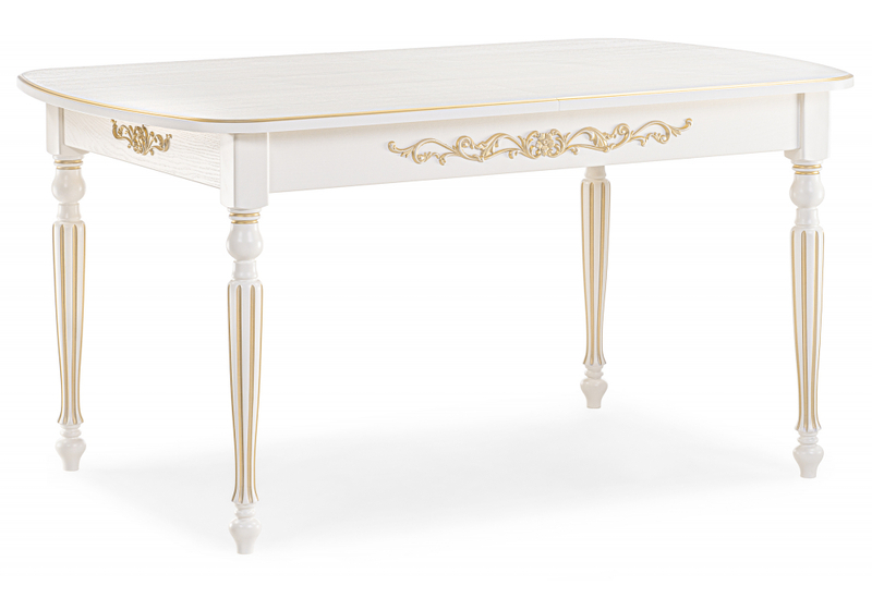 Стол деревянный, Бевье молочный / золото