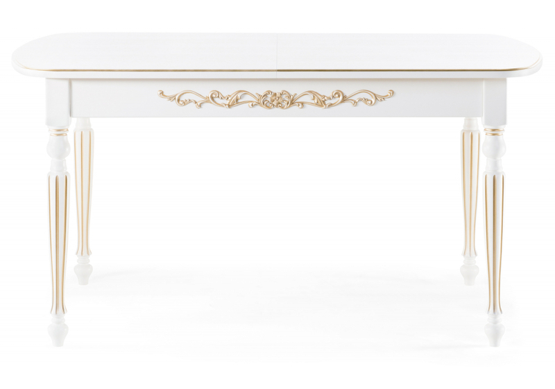 Стол деревянный, Бевье молочный / золото