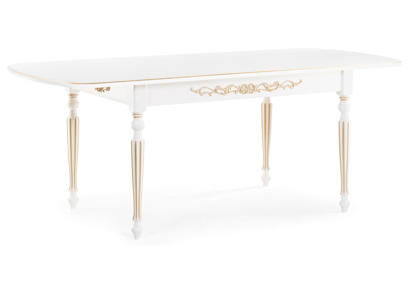 Стол деревянный, Бевье молочный / золото