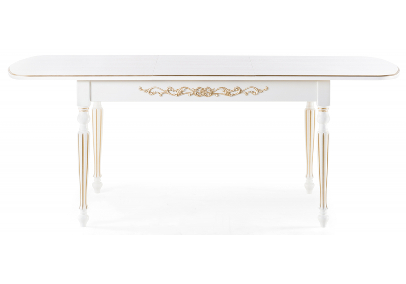 Стол деревянный, Бевье молочный / золото