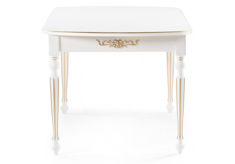 Стол деревянный, Бевье молочный / золото