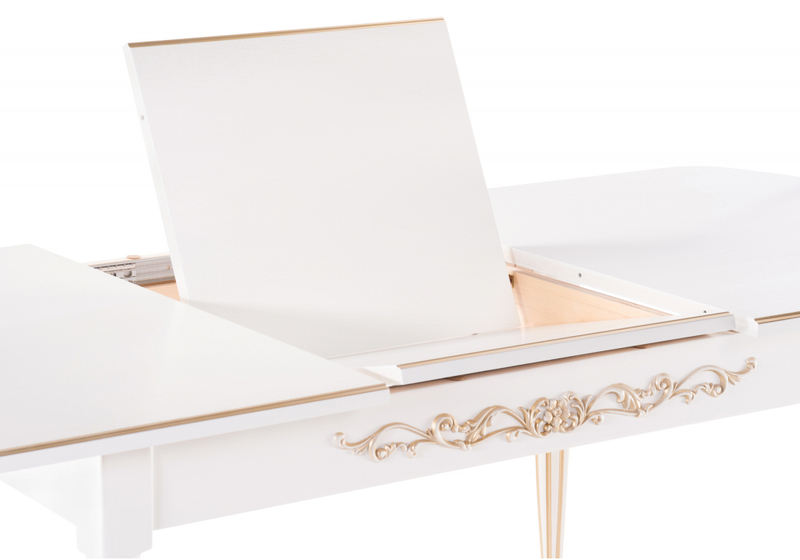 Стол деревянный, Бевье молочный / золото