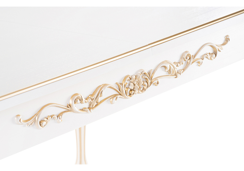 Стол деревянный, Бевье молочный / золото