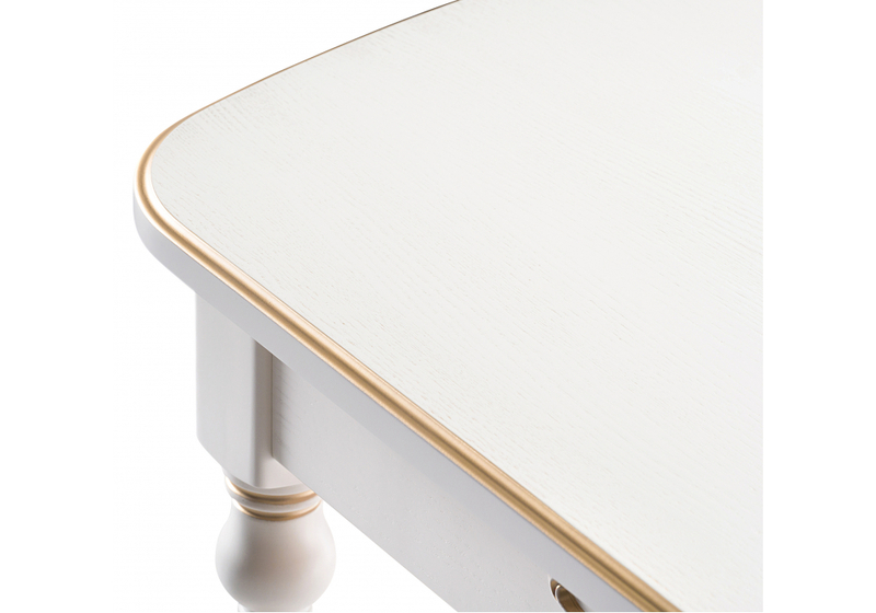 Стол деревянный, Бевье молочный / золото