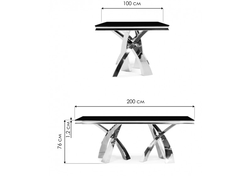 Стол стеклянный, Komin 2 черный / золото