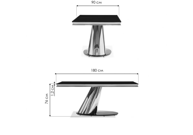 Стол стеклянный, Kolonel черный