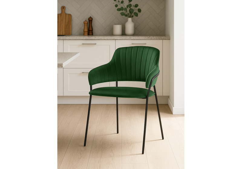 Стул на металлокаркасе, Инклес темно-зеленый / черный глянец