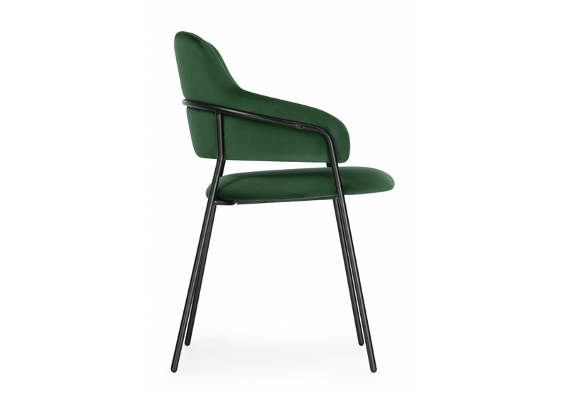 Стул на металлокаркасе, Инклес темно-зеленый / черный глянец