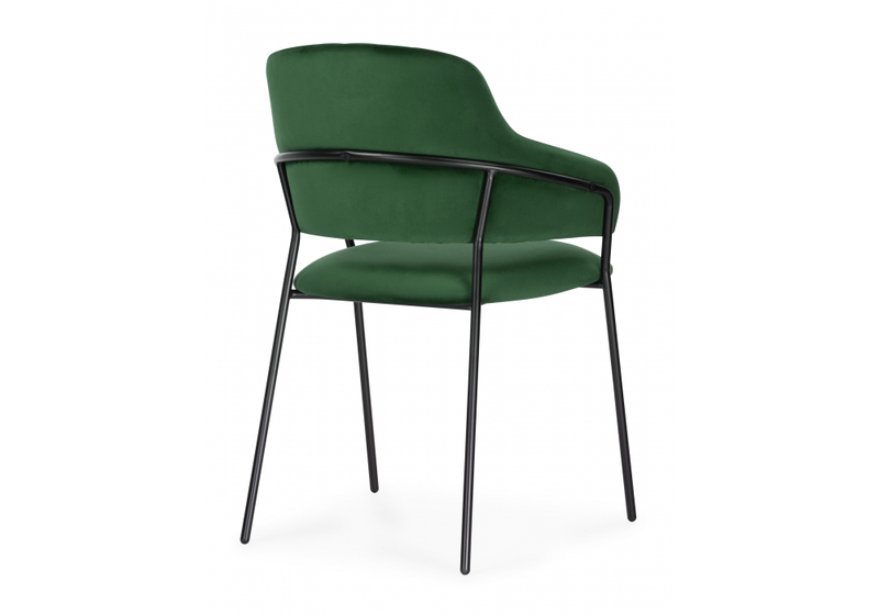 Стул на металлокаркасе, Инклес темно-зеленый / черный глянец