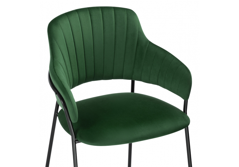 Стул на металлокаркасе, Инклес темно-зеленый / черный глянец