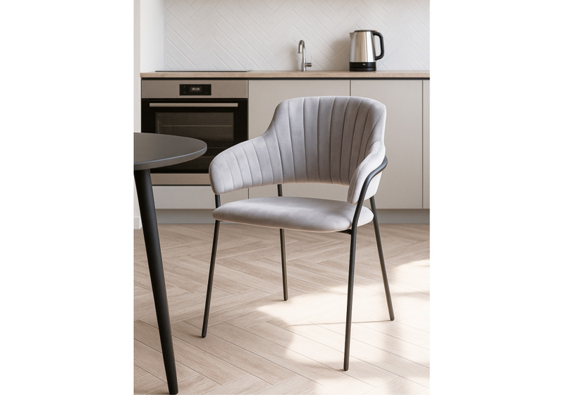 Стул на металлокаркасе, Инклес серый / черный глянец