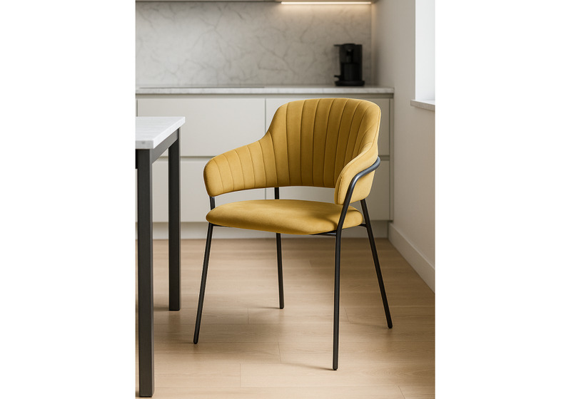 Стул на металлокаркасе, Инклес желтый / черный глянец