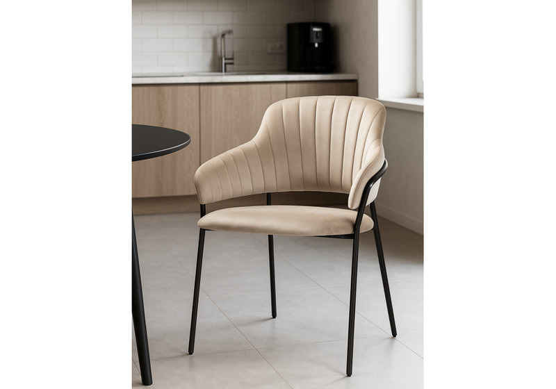 Стул на металлокаркасе, Инклес дымчатый / черный глянец