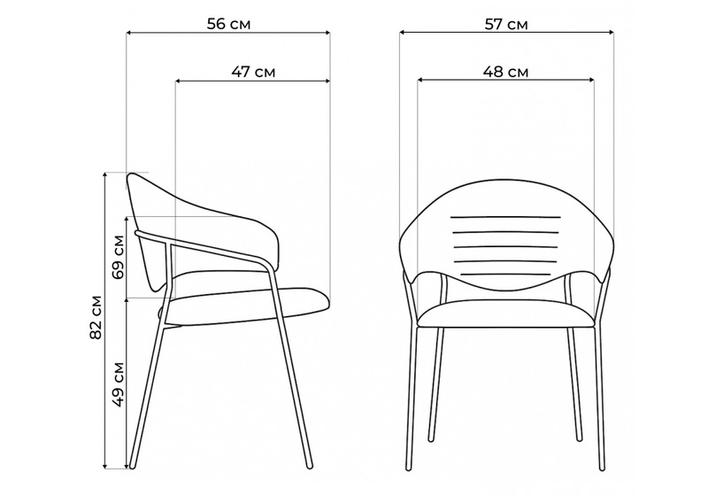 Стул на металлокаркасе, Рансол дымчатый / черный глянец
