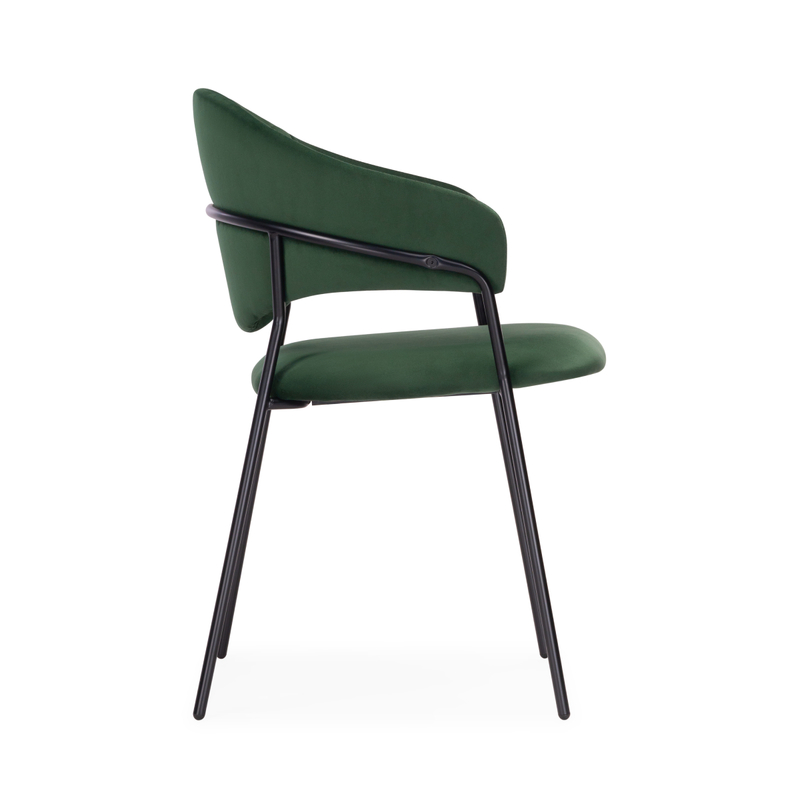 Стул на металлокаркасе, Рансол темно-зеленый / черный глянец