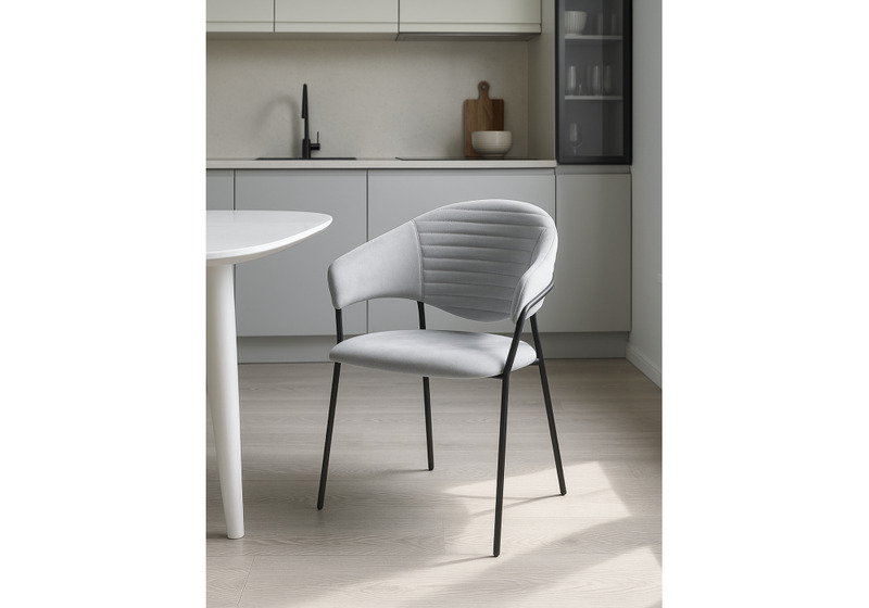 Стул на металлокаркасе, Рансол серый / черный глянец