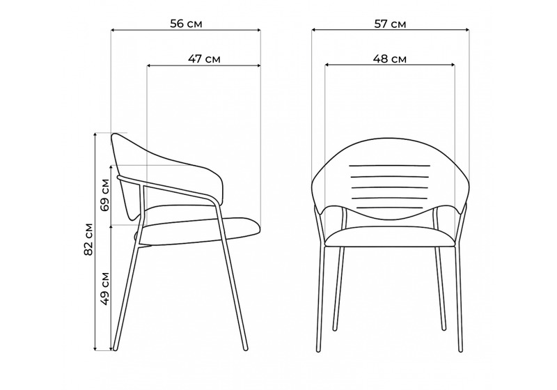 Стул на металлокаркасе, Рансол серый / черный глянец