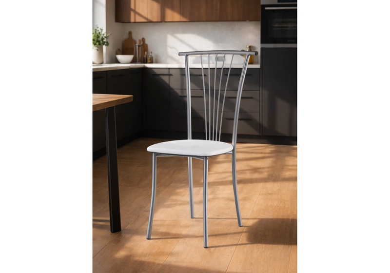 Стул на металлокаркасе, Grigori белый полимер / светлый мусс