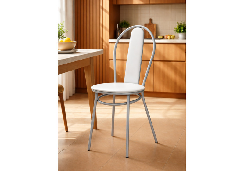 Стул на металлокаркасе, Lamniel косое кольцо белый полимер / светлый мусс