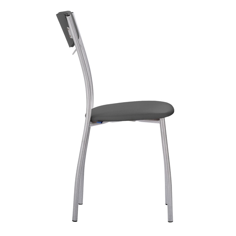 Стул на металлокаркасе, Goki с мягкой спинкой серый полимер / светлый мусс