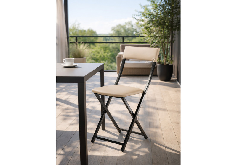 Стул на металлокаркасе, Elevis ваниль крап / темный мусс