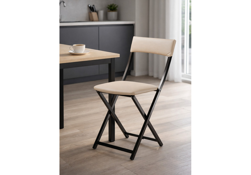 Стул на металлокаркасе, Elevis ваниль крап / темный мусс