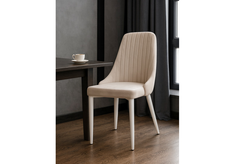 Стул на металлокаркасе, Kora white / beige