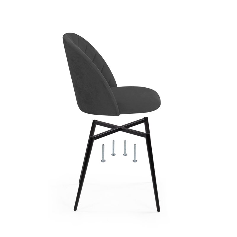Стул на металлокаркасе, Зест микровелюр серый / черный глянец