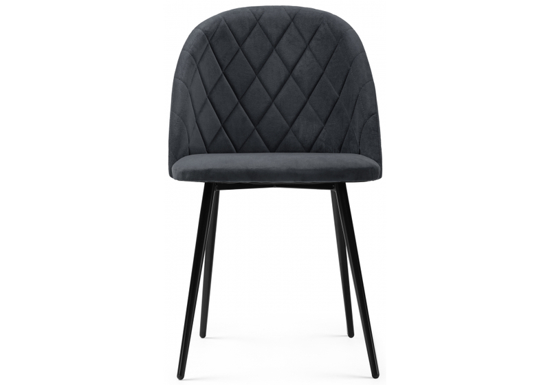 Стул на металлокаркасе, Зест микровелюр серый / черный глянец