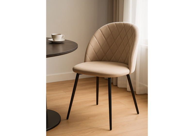 Стул на металлокаркасе, Зест микровелюр 05 / черный глянец