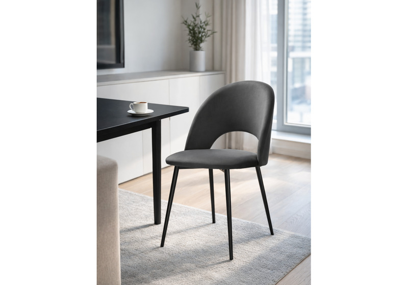 Стул на металлокаркасе, Ирре графитовый / черный глянец