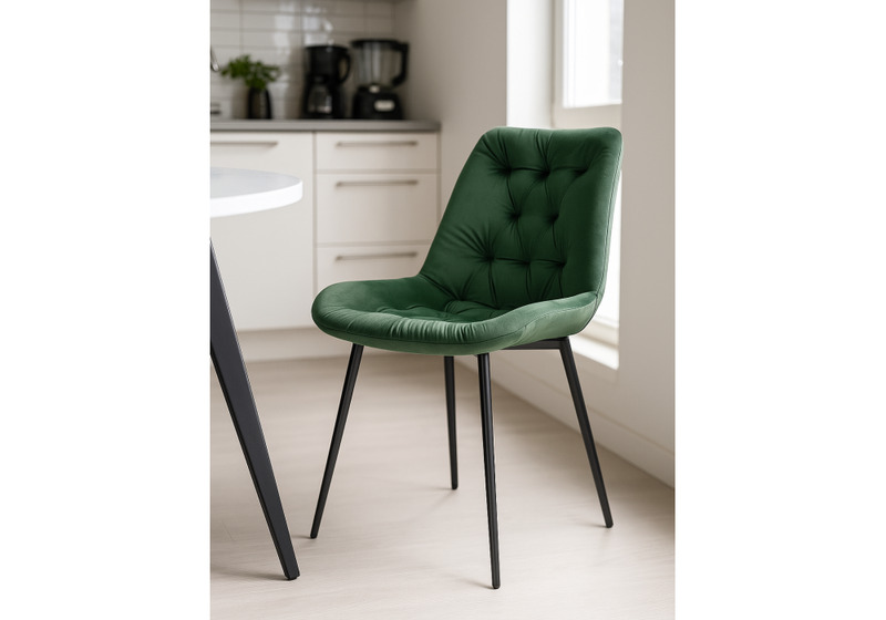 Стул на металлокаркасе, Гояр изумрудный / черный глянец