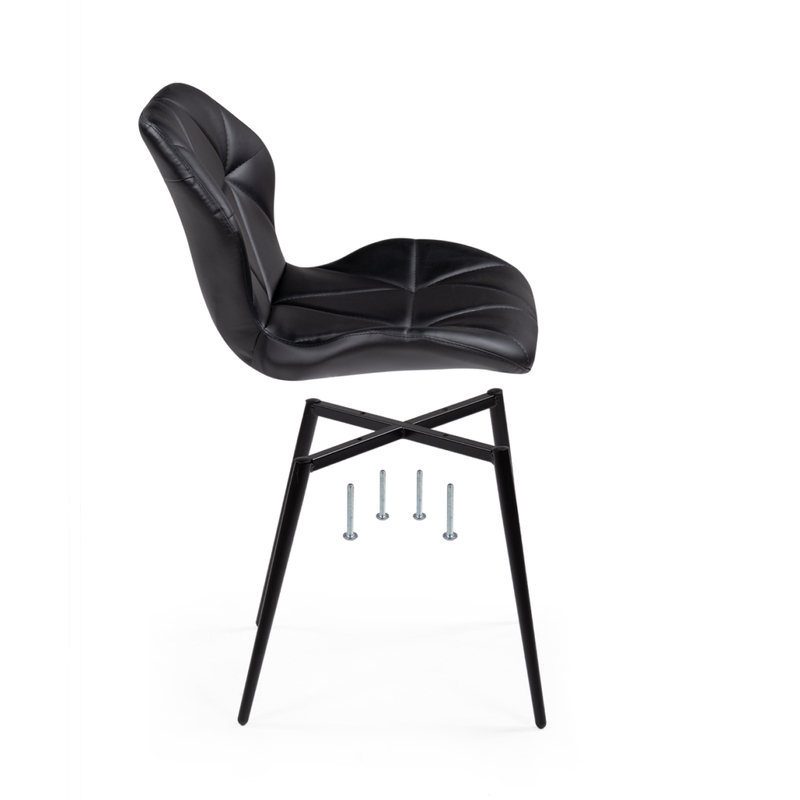Стул на металлокаркасе, Вальд экокожа черный / черный глянец
