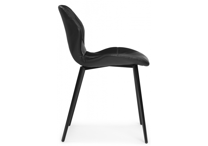 Стул на металлокаркасе, Вальд экокожа черный / черный глянец
